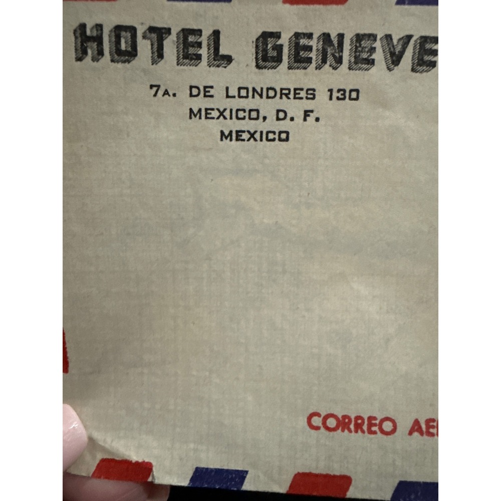 Hotel Geneve Air Mail Envelope Vintage Mexico Ephemera Mid Century Stationery‎ - Picture 8 of 9